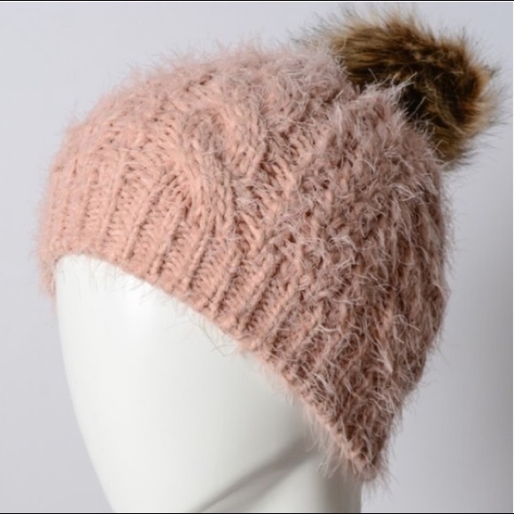 Fuzzy Beanies w/ Faux fur Pom Pom - Picture 2 of 5